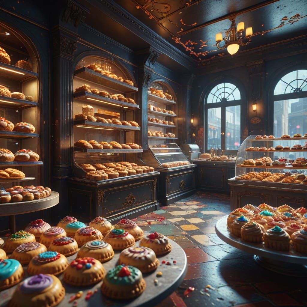 Chaotic Bakery Scene in Epic 3D Game Style