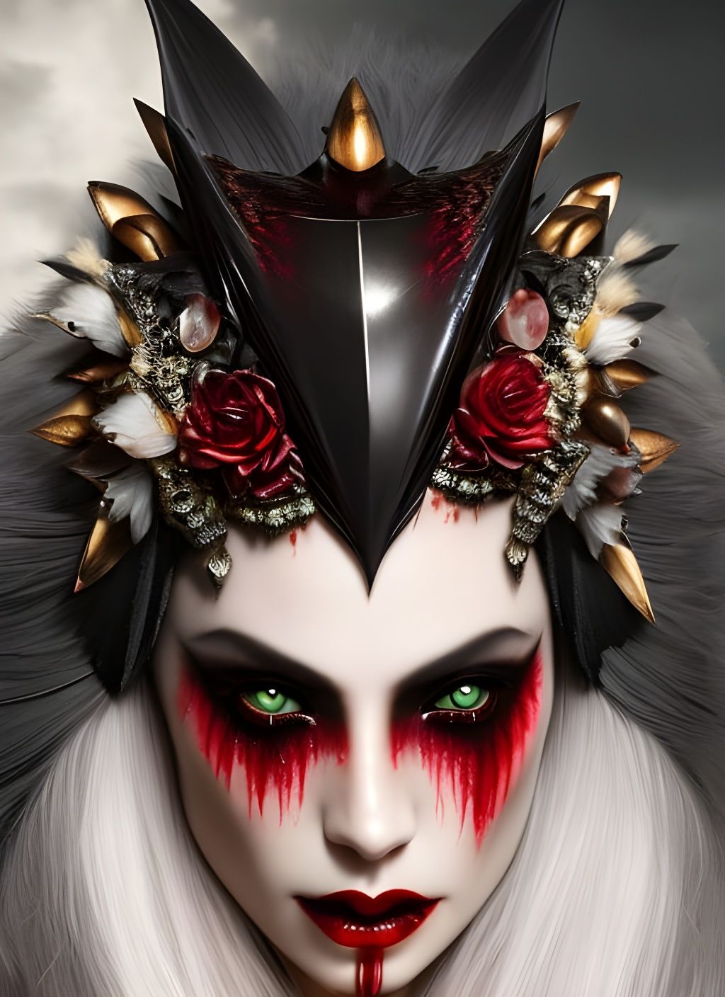 Vampire Goddess Portrait with Deadly Fangs