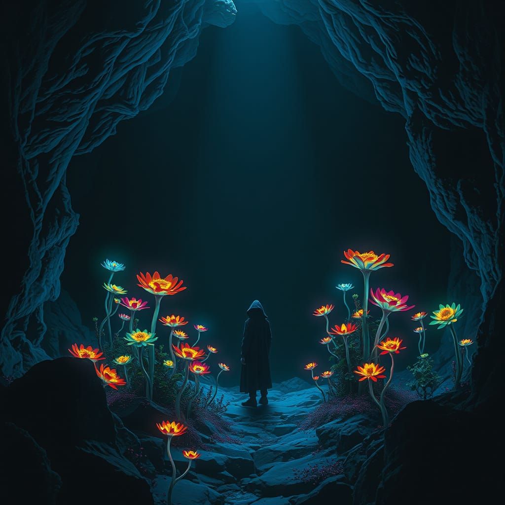 Surreal Dark Fantasy Art: Cultivating Light in Psyche's Dept...