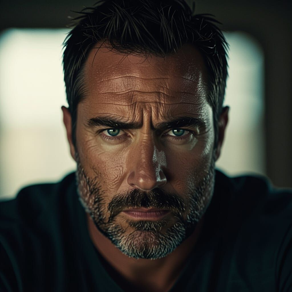 Intense Father Figure in Cinematic Film Style