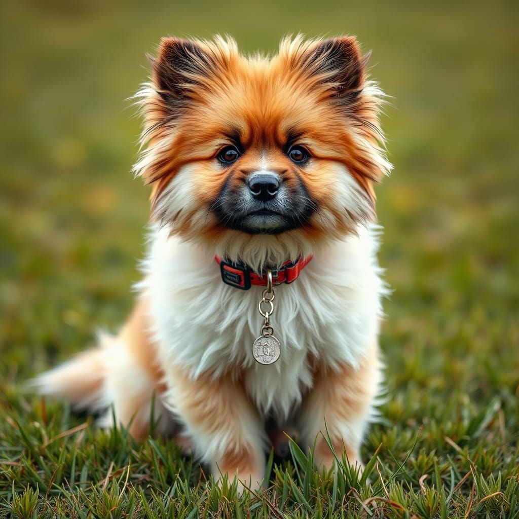 Dog Portrait with Collar in Digital Art Style