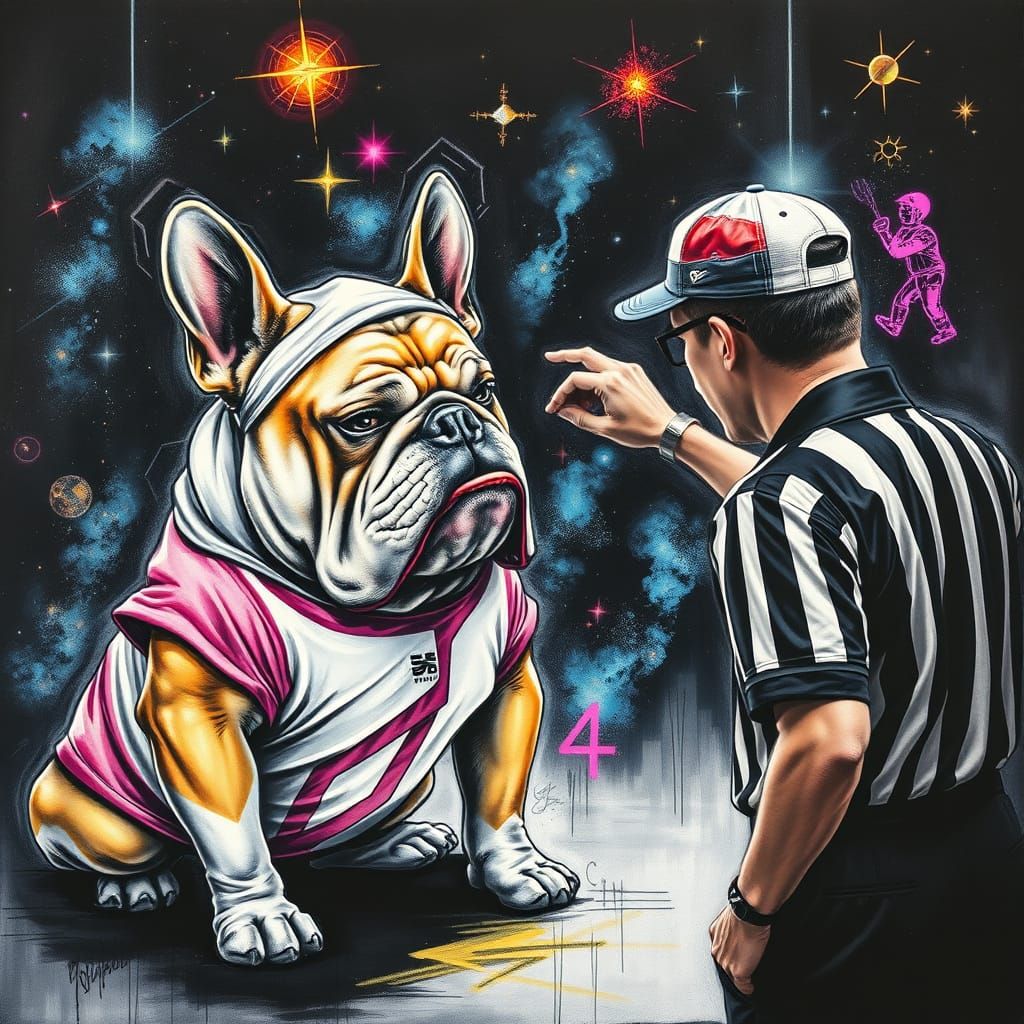 Bulldog Tennis Grumble: Graffiti Art Illustration