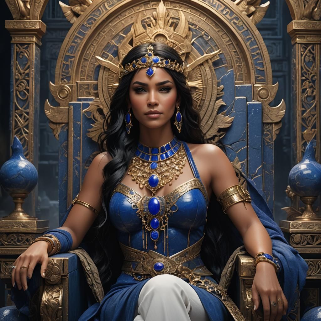 Sensual Goddess on Throne: Fantasy Concept Art