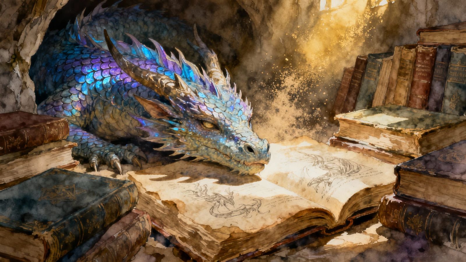 Ancient Dragon in Hidden Chamber of Tomes
