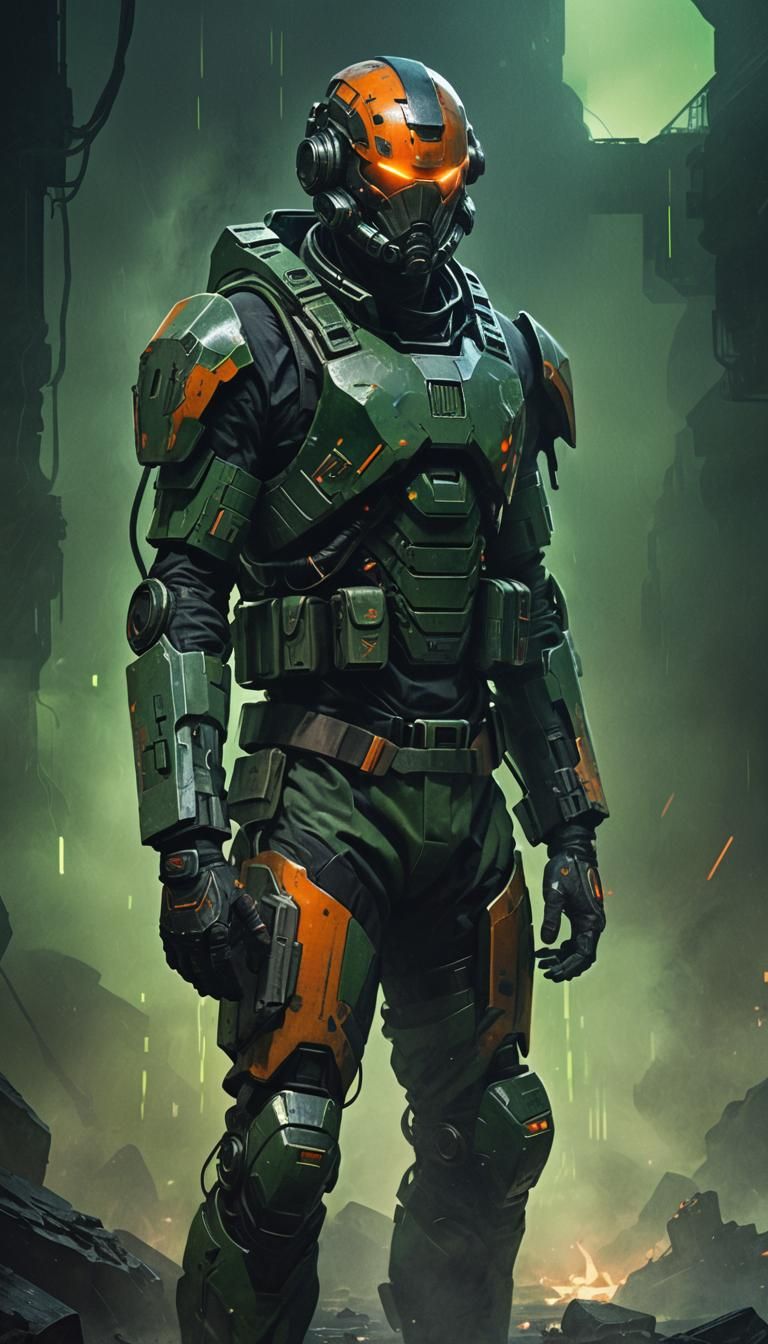 Futuristic Soldier in Ominous Sci-Fi Concept Art