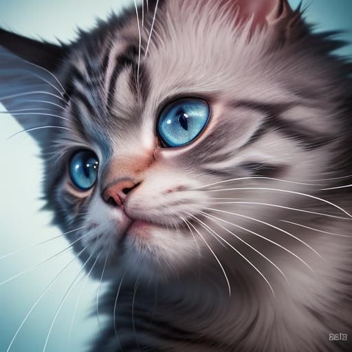 Hyperrealistic Norwegian Kitten Portrait in Splash Art Style