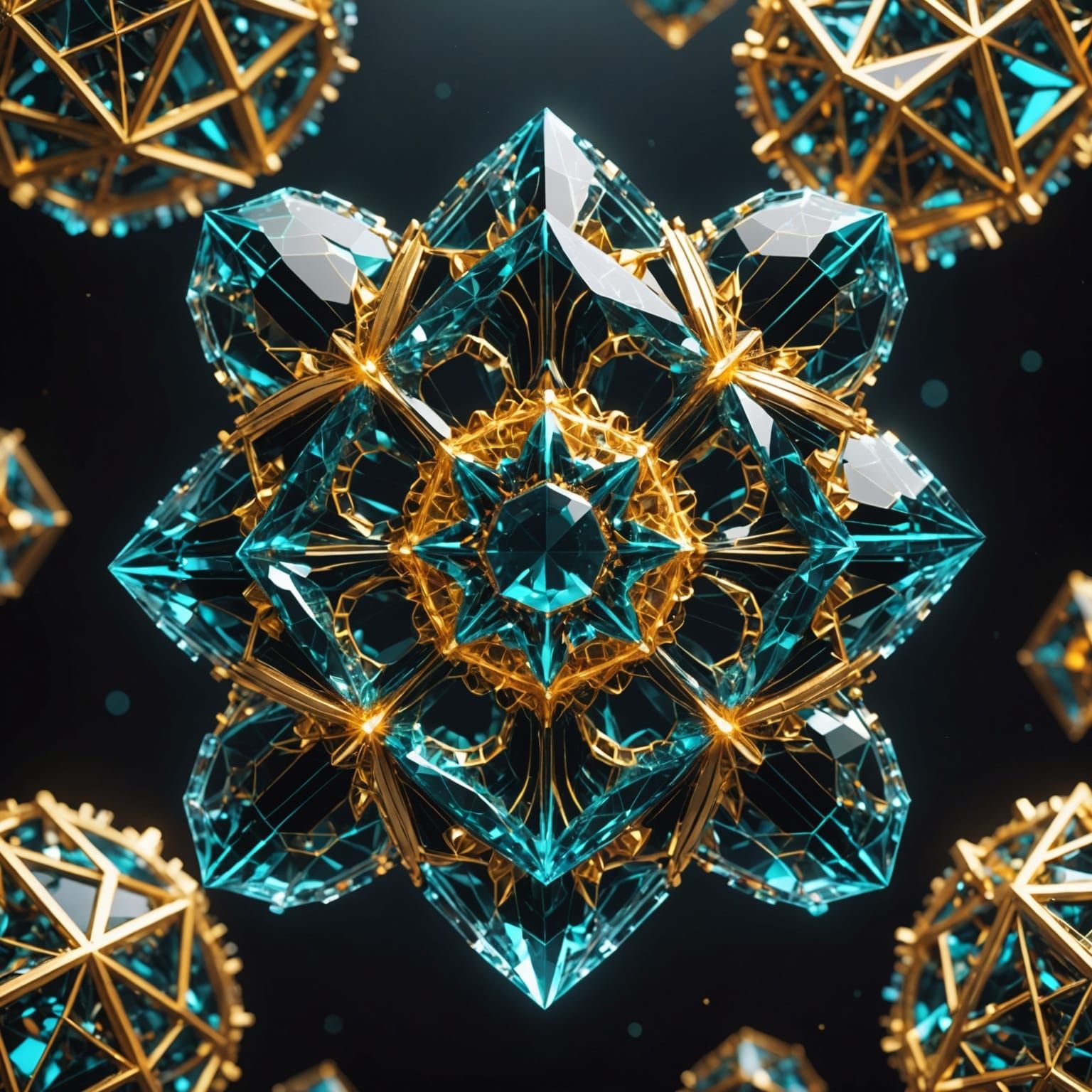 Grand Fractal Masterpiece on Dark Wood Stand