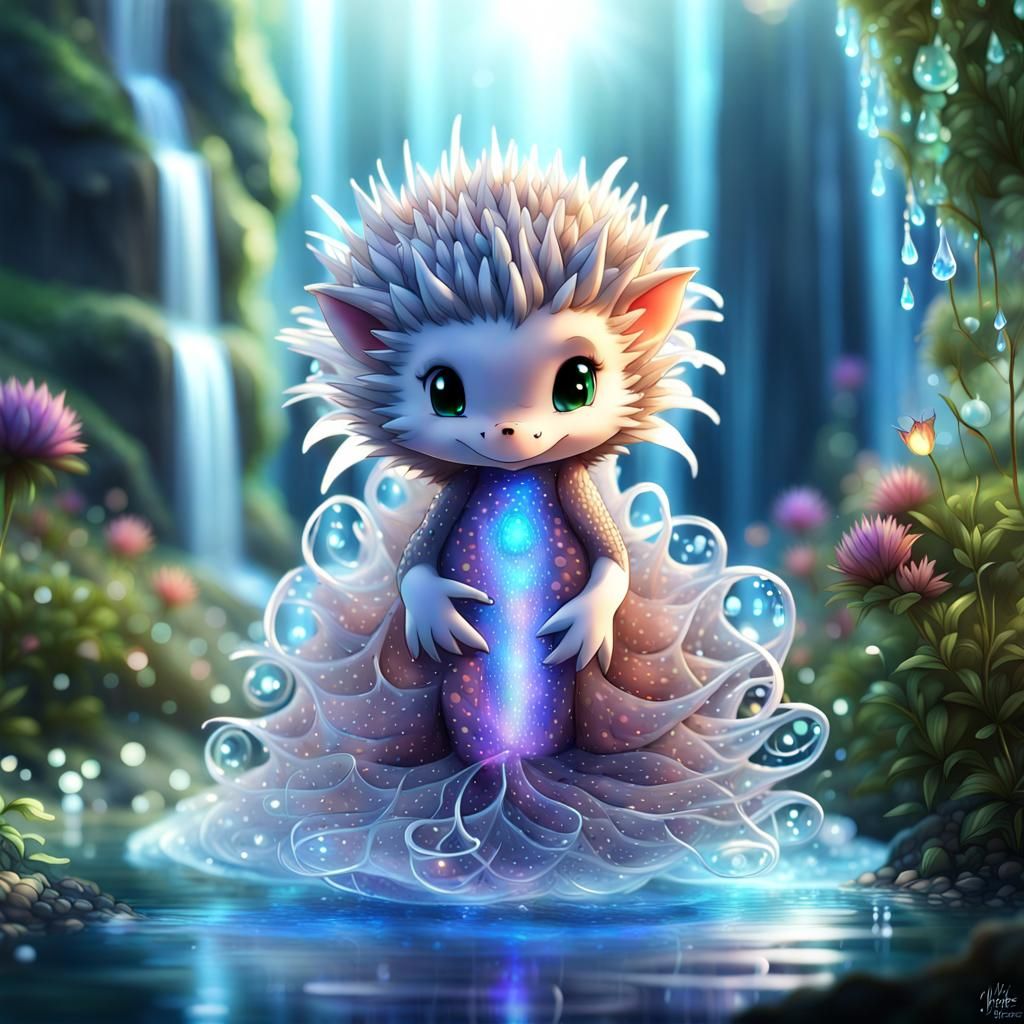 Opalescent Dragon Hedgehog in Fractal Garden