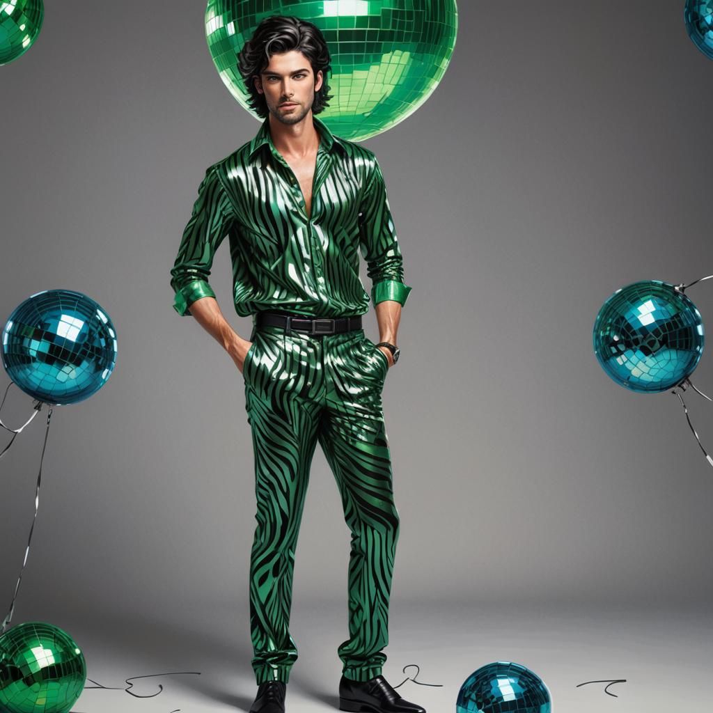 Handsome Man in Zebra Shirt and Disco Pants