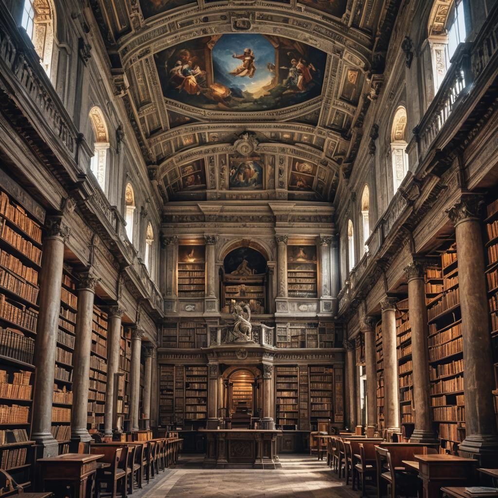 Ancient Roman Library: Hyperrealistic 64 Megapixel HDR