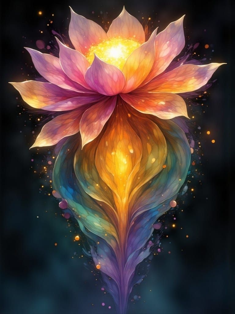 Ethereal Cocoon Transformation in Vibrant, Dreamlike Colors