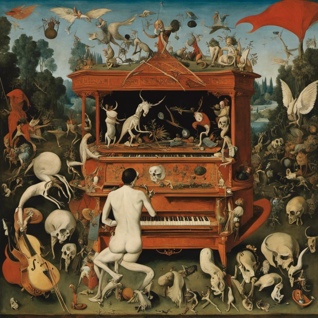 Cryptid Circus Performance in Earthly Delights, Surreal Art