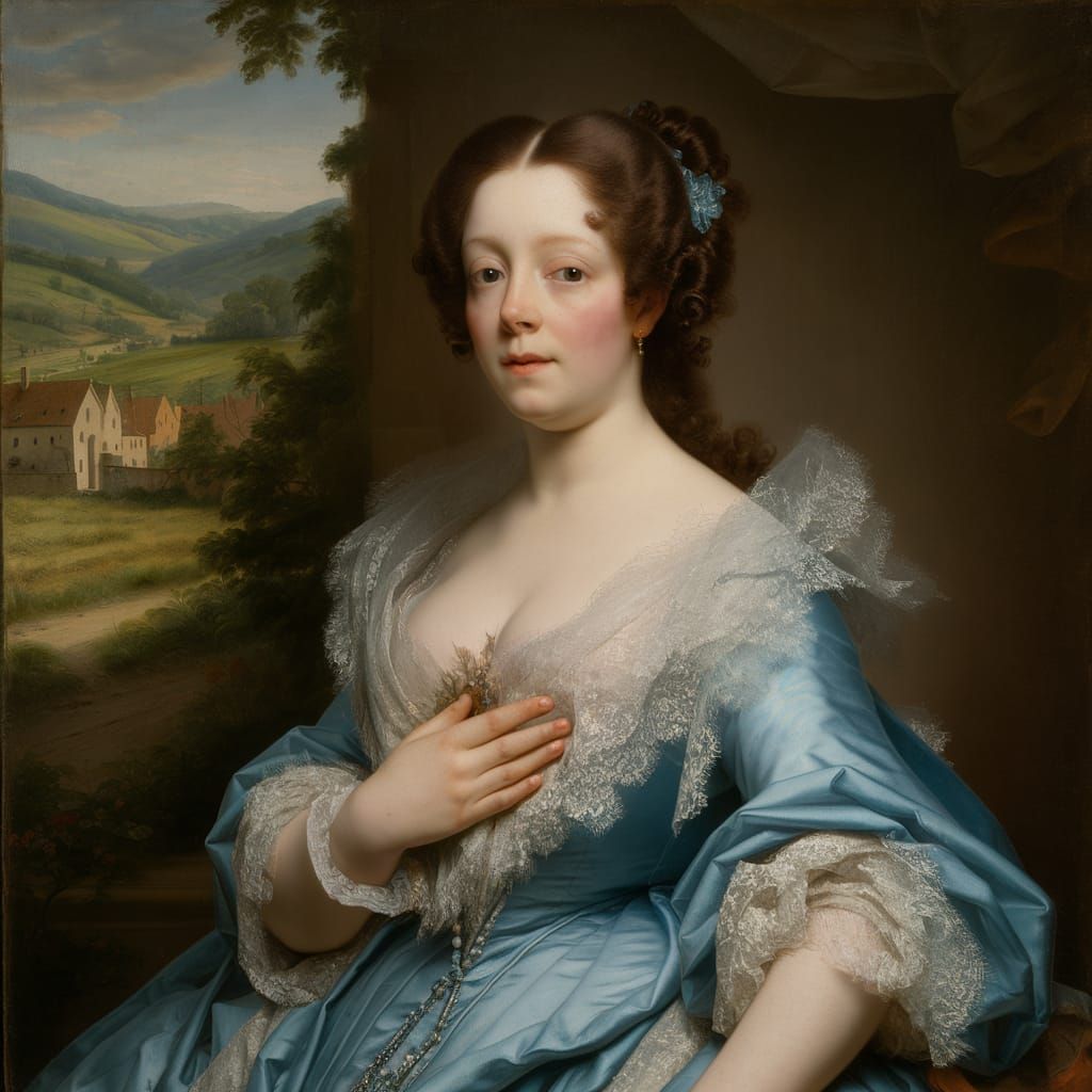 Woman in Blue Gown: A Baroque Portrait