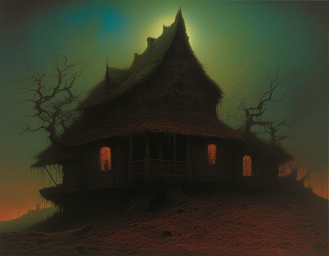 Surreal Witch House in Dystopian Style