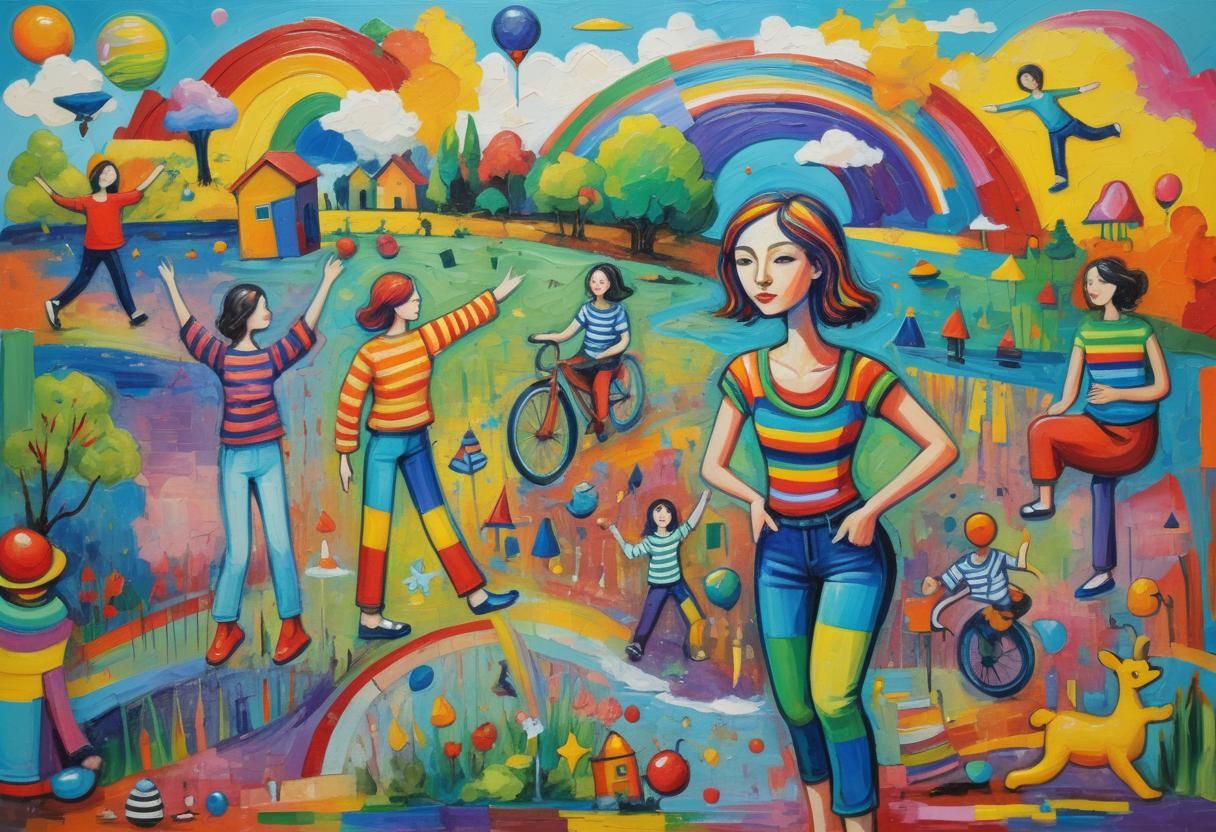 Abstract Sketches in Geometric Fauvism Style