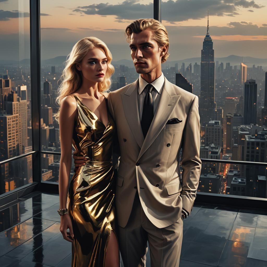 Powerful Man and Blonde Woman in Penthouse, Helmut Newton St...