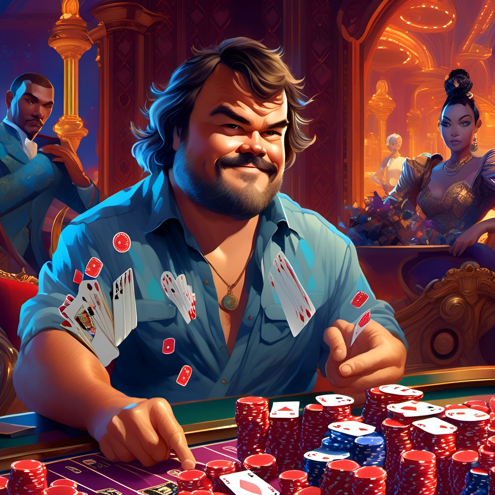 Jack Black Portrait in Hyperreal CG Style