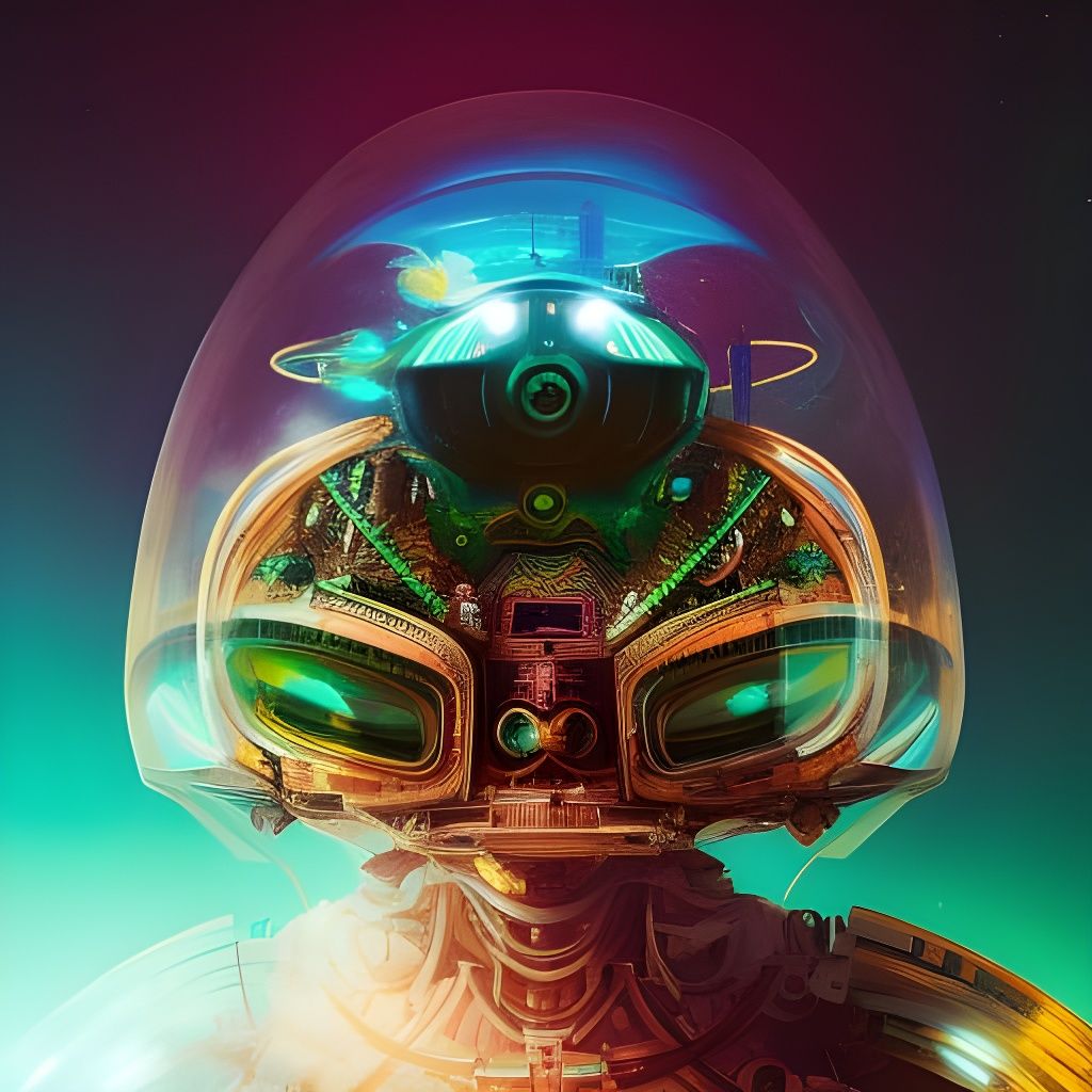 Three-Eyed Alien Hyperspace Traveler: Detailed Portrait