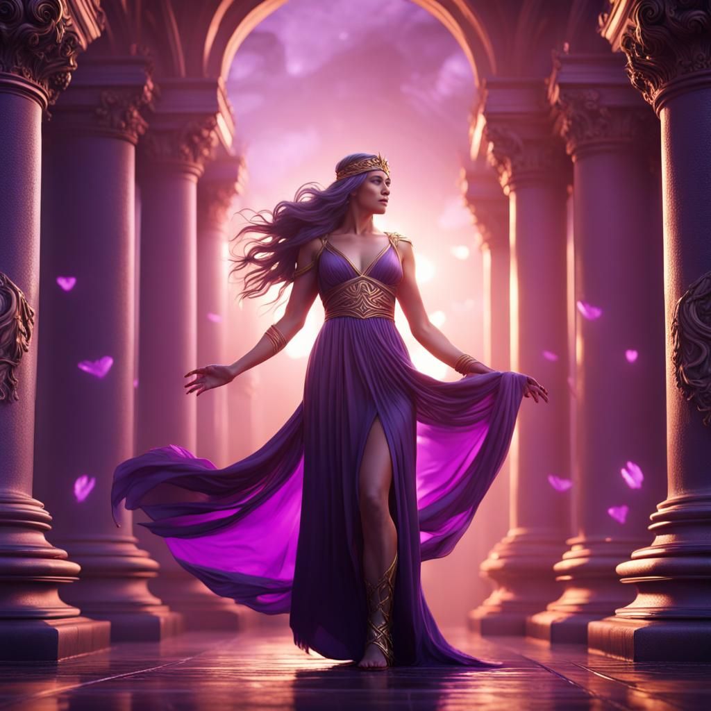 Roman Goddess in Purple Dress: Fantasy Concept Art