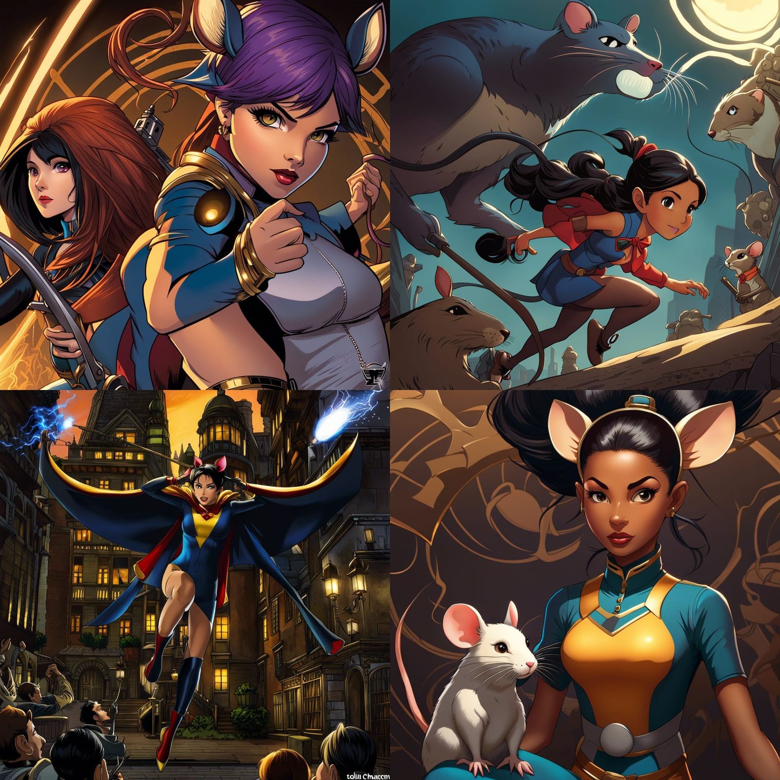 Rat Superheroine in Comic Book Art Style