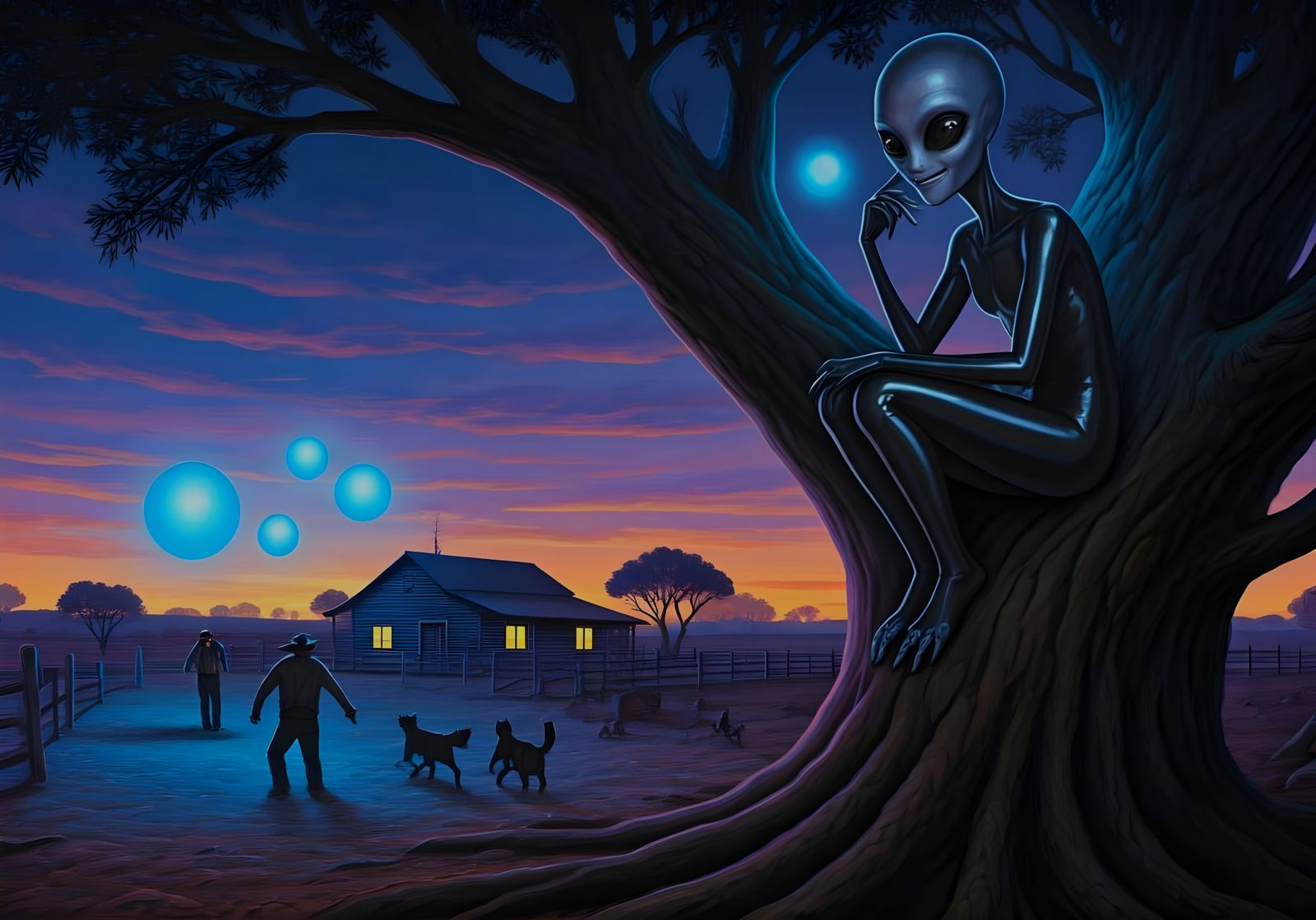 Amused Alien-Fae Prank in the Countryside