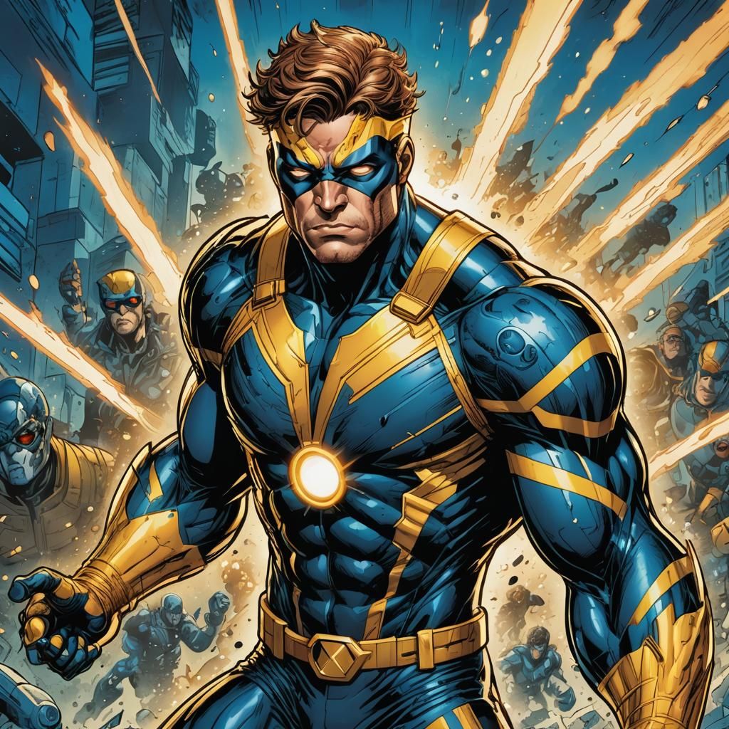 Cyclops Unleashes Energy in Comic Book Art Style