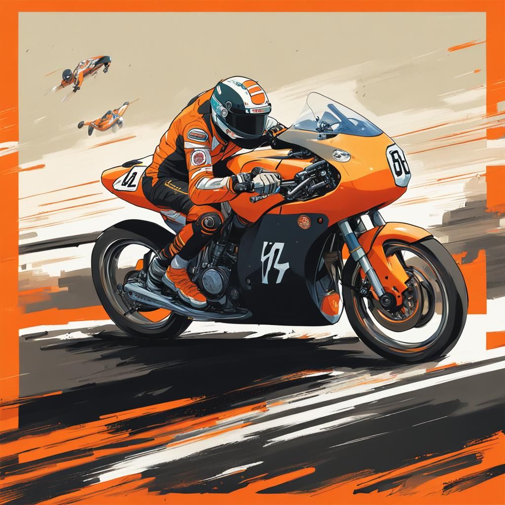 Motorcycle Racing Poster in Anime Style