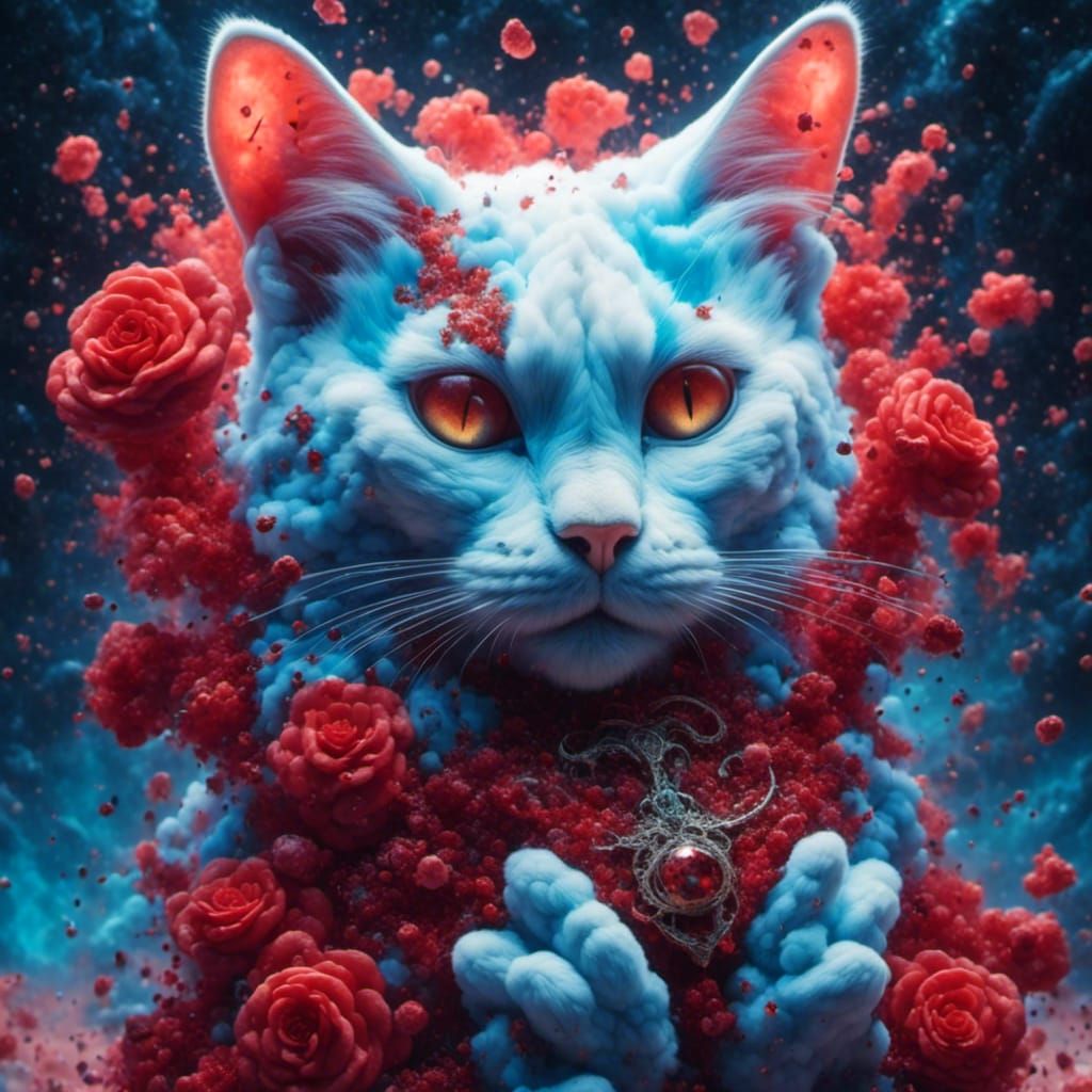 Surreal Bloody Cat in Salvador Dali Style