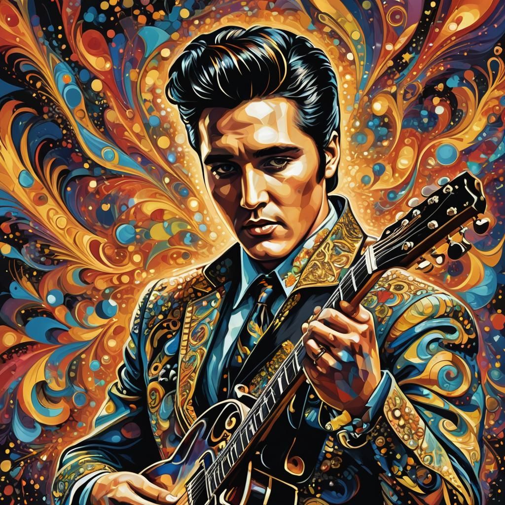 Elvis Presley Fractal Portrait in Vibrant Digital Art