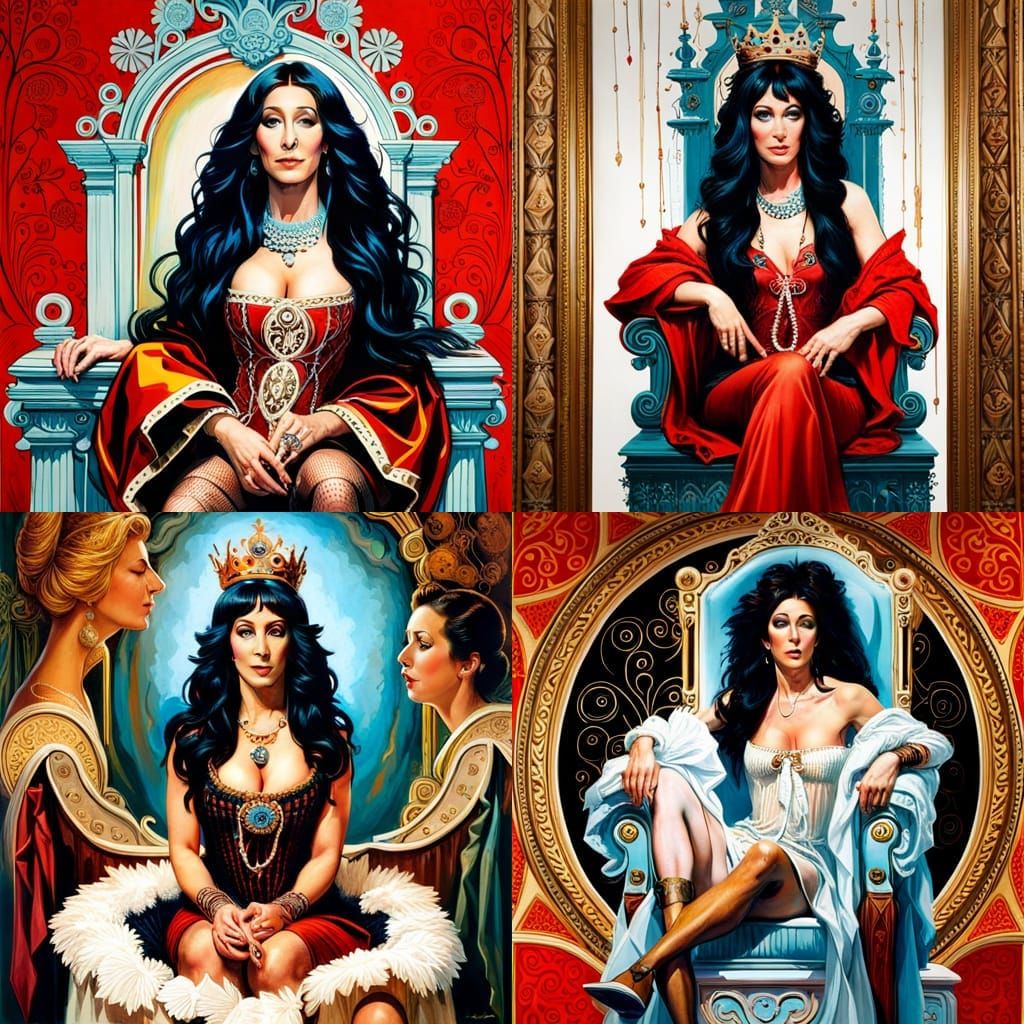 Queen on Throne in Pin-Up Style