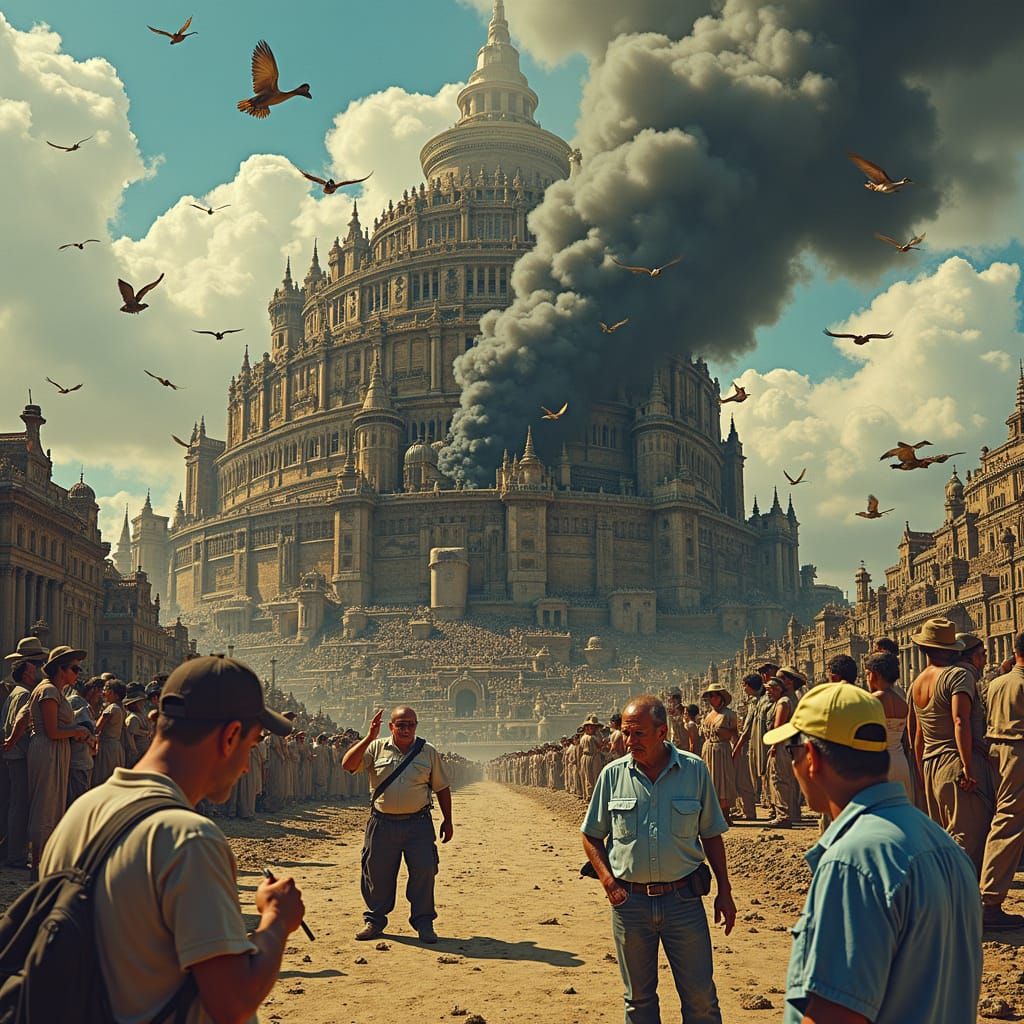 Absurdist Cultural Decline Inspired by Bosch