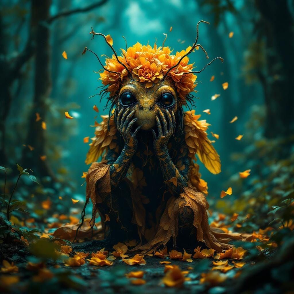 Anthropomorphic Bee Tiyanak in Dark Fantasy Style