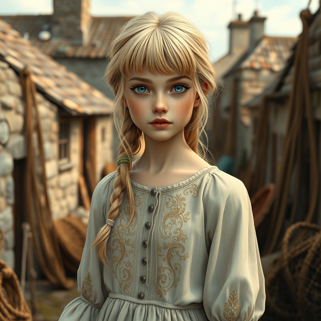 Medieval Maiden in Seaside Village