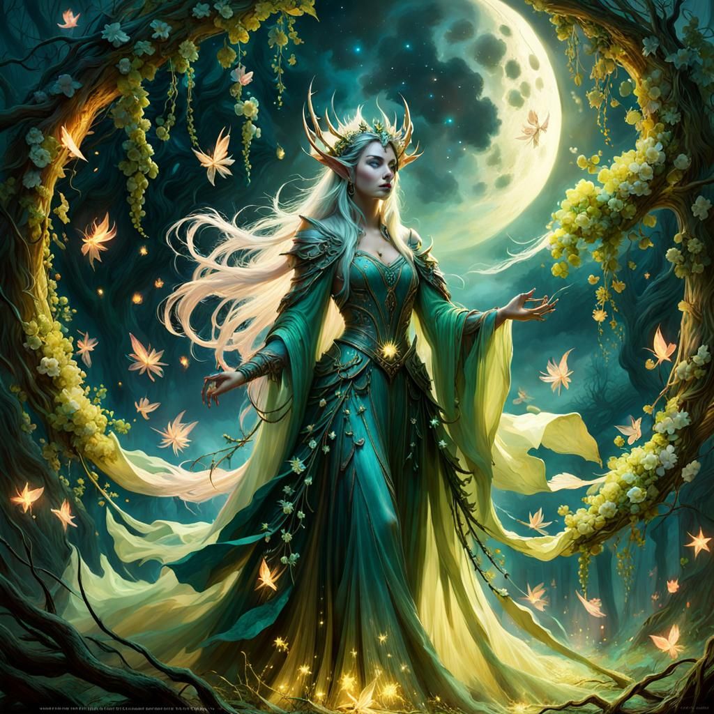 Elf Queen Singing to the Moon