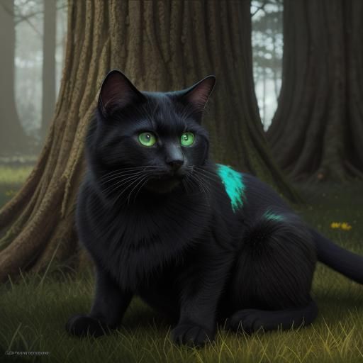 Ginger Cat with Emerald Eyes in Dark Fantasy Style