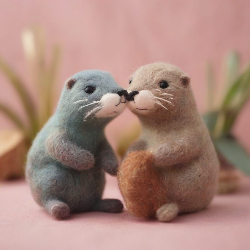 Adorable Otter and Seal in Felted Friends Style