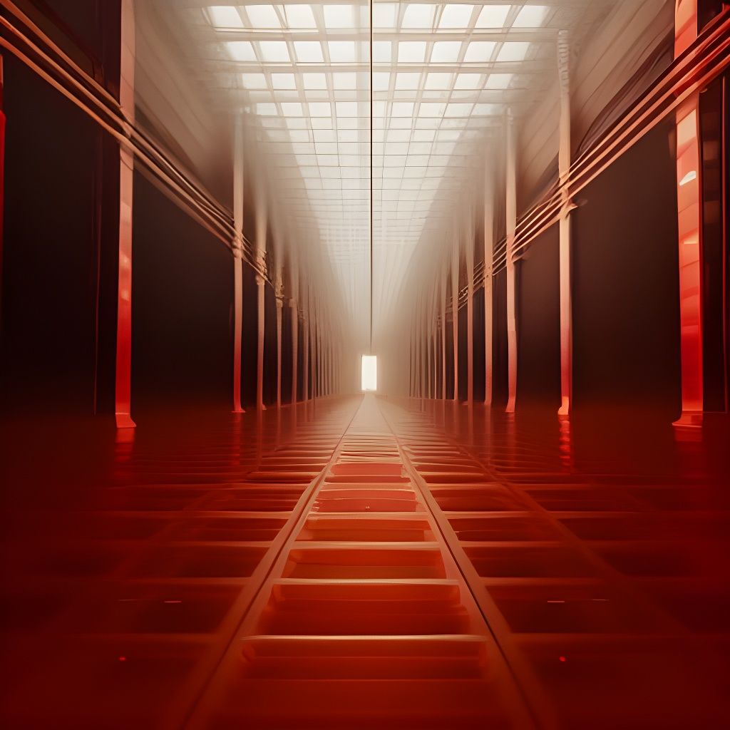 Red Carpet Walkway with Glitches in the Matrix