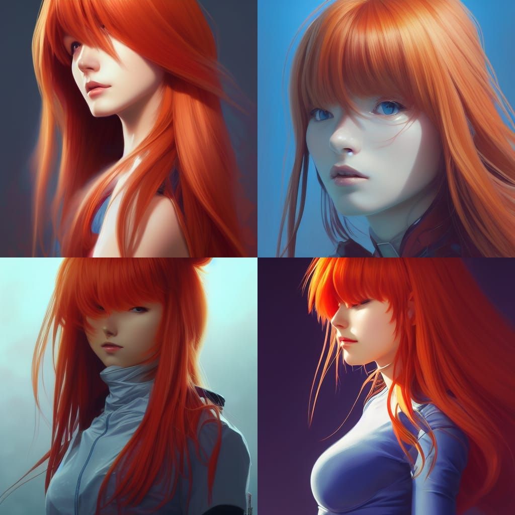 Asuka Langley Soryu Portrait in Art Nouveau Style