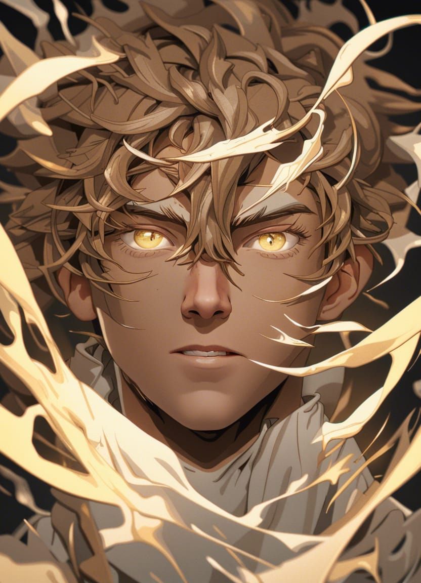 Hyperdetailed Portrait of Man with Piercing Yellow Eyes