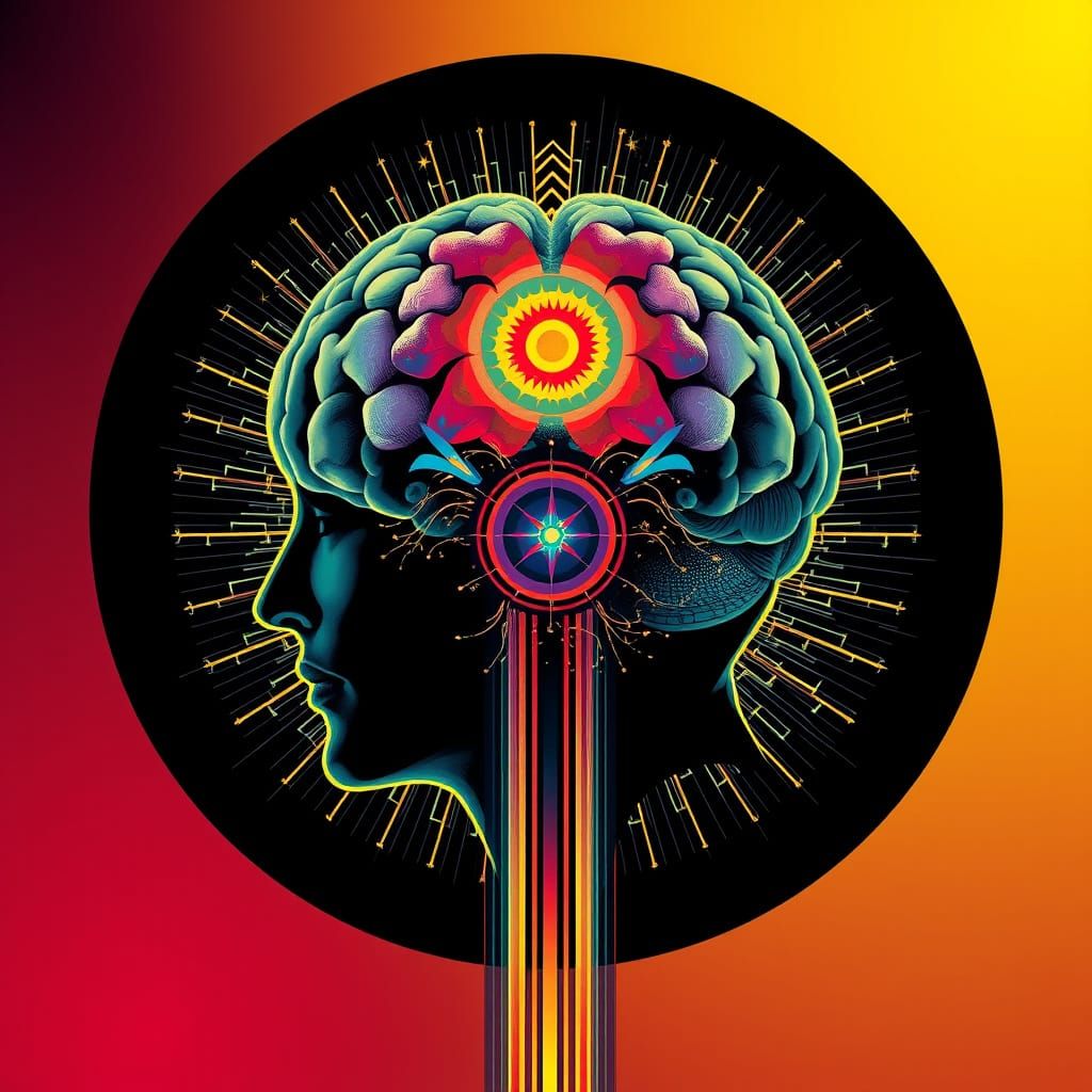 Mind's Escape to Peace in Pop Art Style