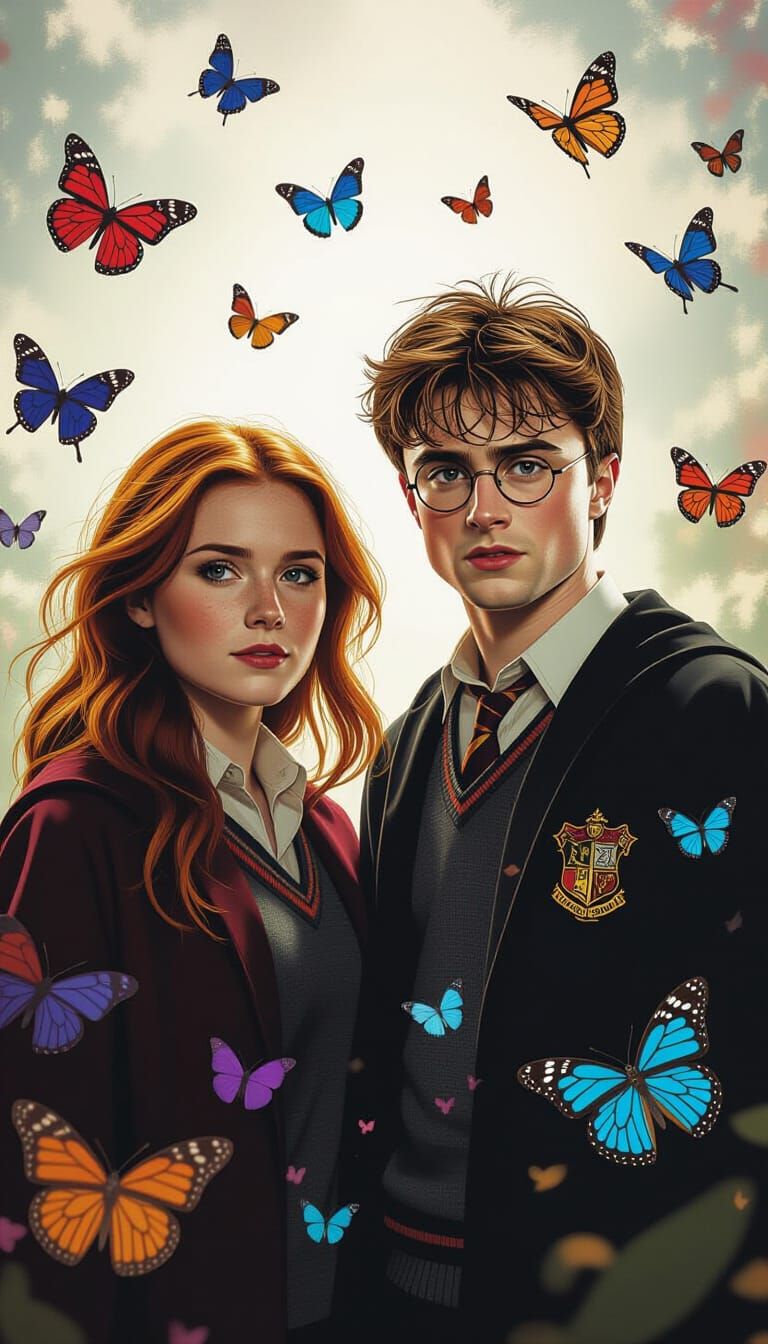 Harry Potter and Ginny Weasley with Butterflies