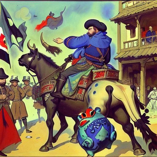 Ox Frog Observes a Battle in Early 20th Century Style