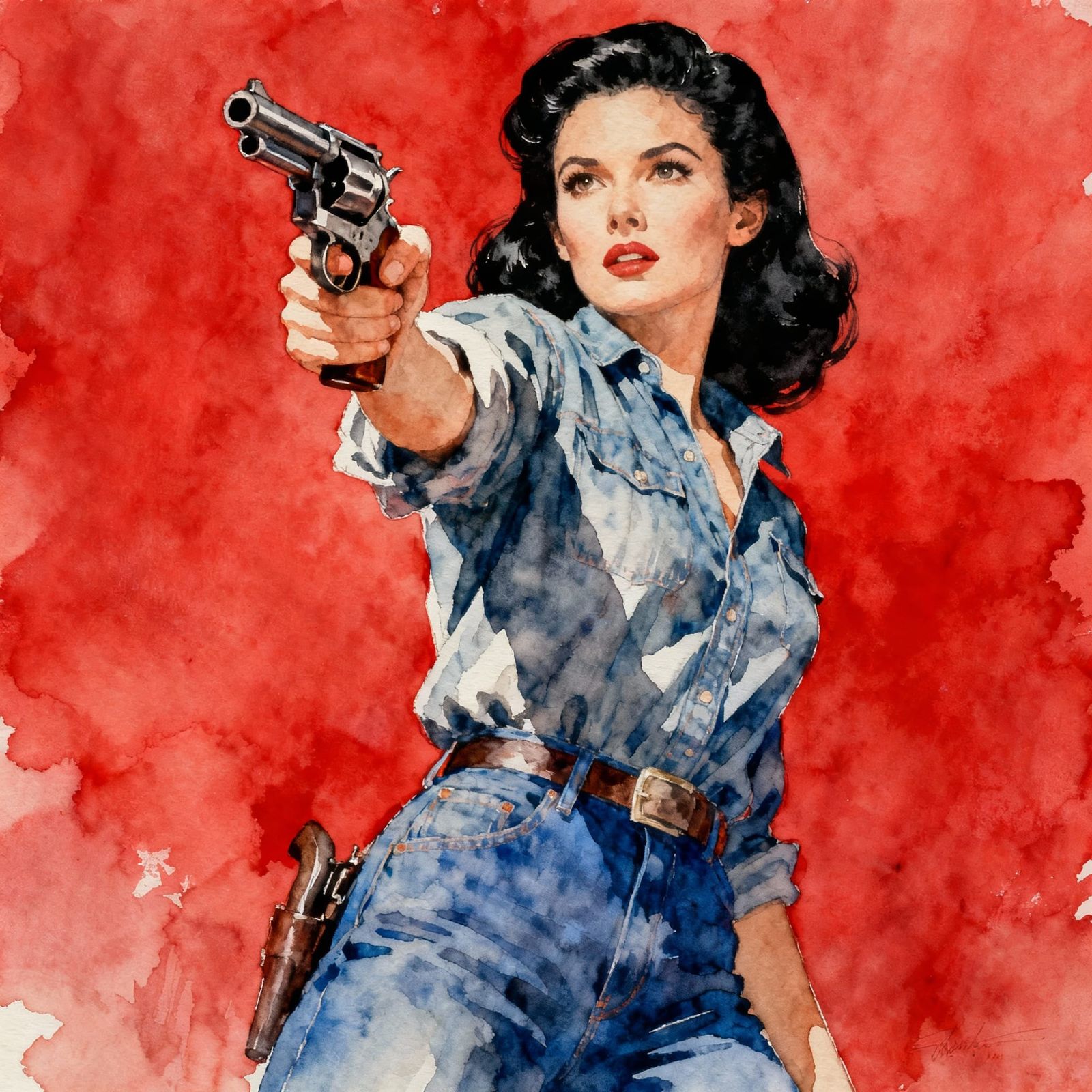 1940s Movie Poster: Woman with Gun