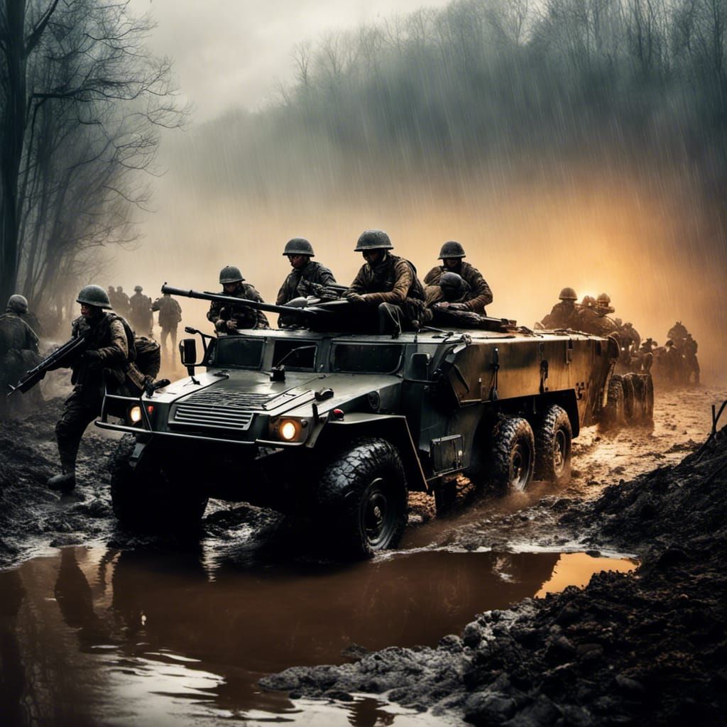 Army Soldiers Rescue Fallen Comrade on Muddy Battlefield