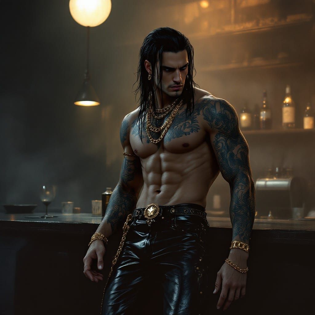 Gothic Cyberpunk Enforcer Exudes Danger and Allure