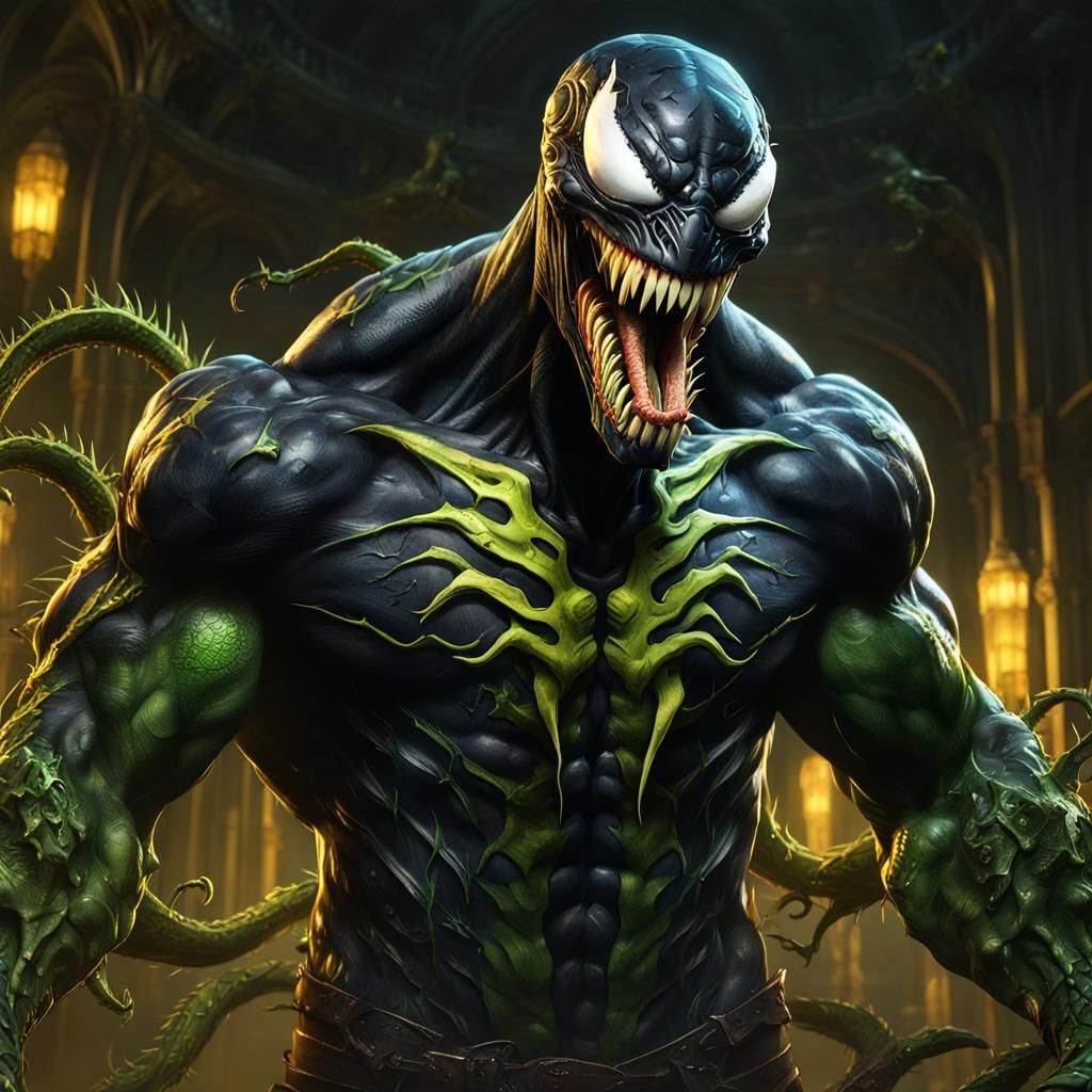 Venom with Gecko Symbol, Dark Fantasy Concept Art