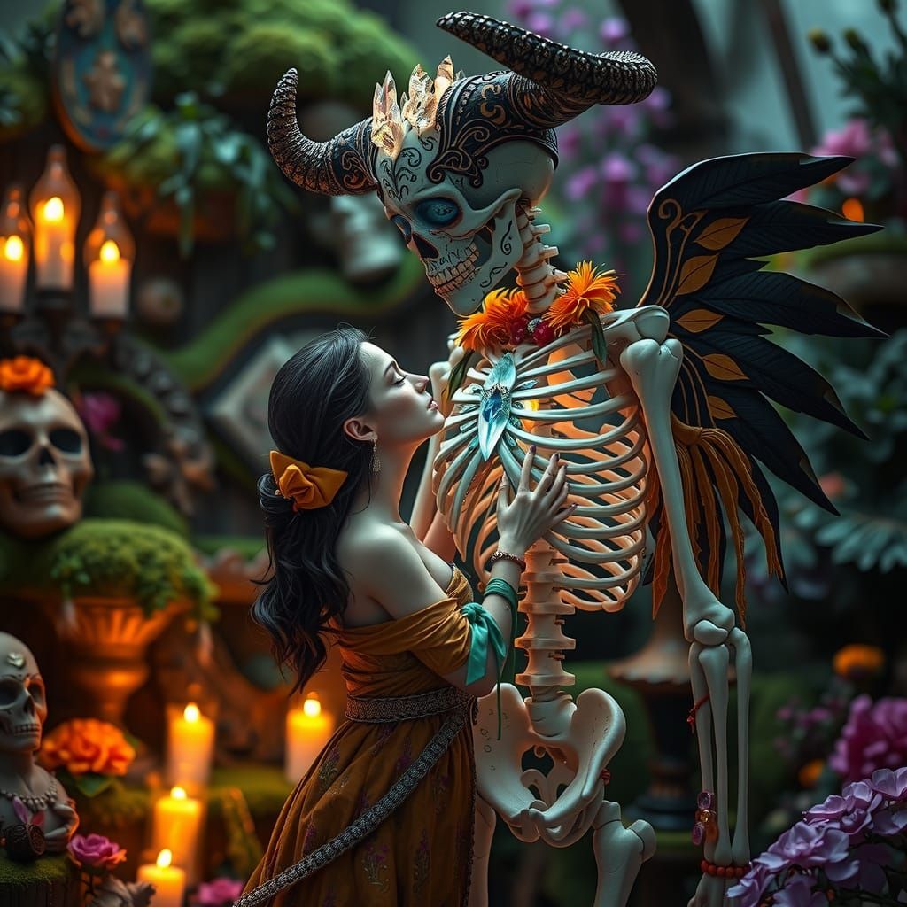 Día de los Muertos Embrace in Enchanted Garden