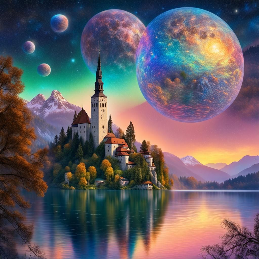 Lake Bled: Holographic Cosmic Illustration