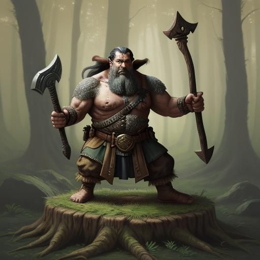 Dwarf Concept Art in Forest with Glowing Runes