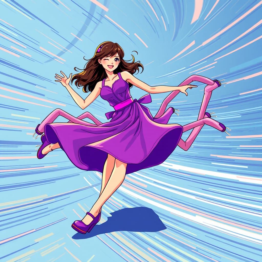 Energetic Tap Dancer in Anime Key Visual Style